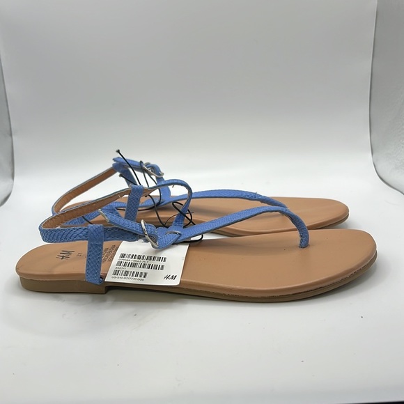NWT H&M Sandals Thongs Shoes Blue Womens Size 6 37 - Picture 6 of 13